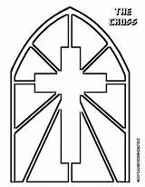 Stained Glass Cross Coloring Church Pages Window Printable Religious Patterns Kids Simple Crosses Craft Print Outline Template Drawing Color Clipart sketch template