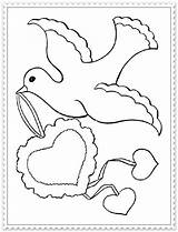 Colorat Dragobete Simboluri Colomba Porumbei Inimioare Dragostei Felicitare Lucru Universdecopil Volo sketch template