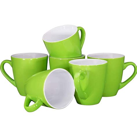coffee mug set set   large sized  ounce ceramic coffee mugs restaurant coffee mugs green