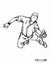 Baseball Outfielder Printcolorfun sketch template