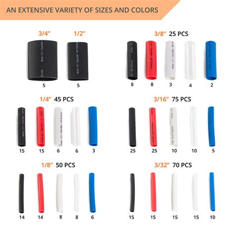 pcs heat shrink tubing kit  colors wirefyshop