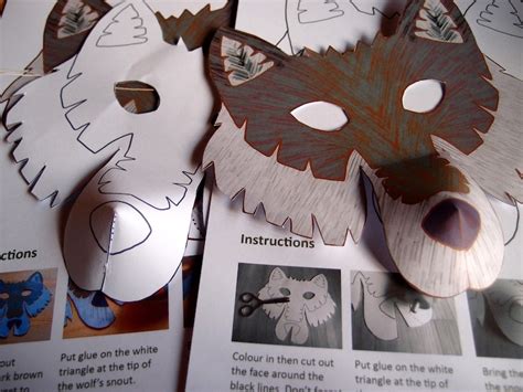 wolf mask printable craft kit kids craft activity diy costume etsy uk
