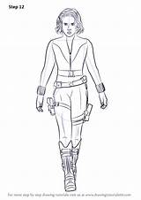 Widow Natasha Draw Romanoff Drawing Step Aka Characters Tutorials Drawingtutorials101 People Previous sketch template