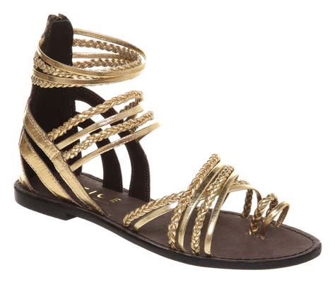 womens office nippy loop gladiator gold leather sandals ebay