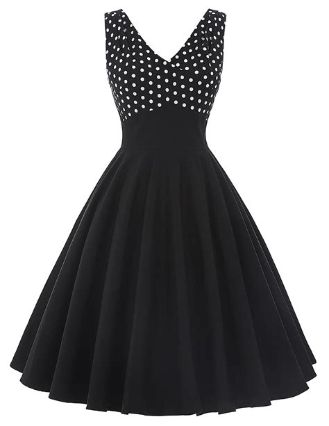 buy vintage sleeveless dresses sexy v neck polka dot