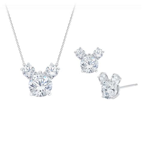 mickey mouse necklace  earrings set  crislu platinum shopdisney mickey mouse necklace