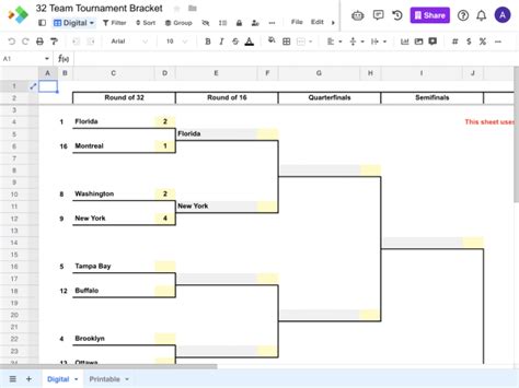 team tournament bracket sports templates  spreadsheetcom