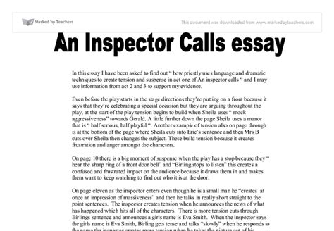 An Inspector Calls Essay Gcse English Marked By