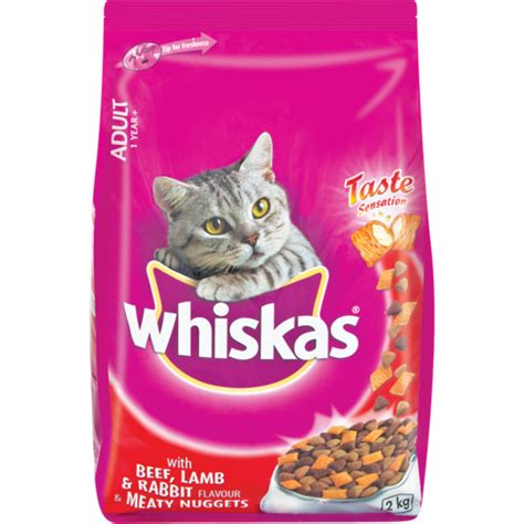 Whiskas Dry Cat Food Beef Lamb And Rabbit Flavour And Meaty Nuggets 2kg