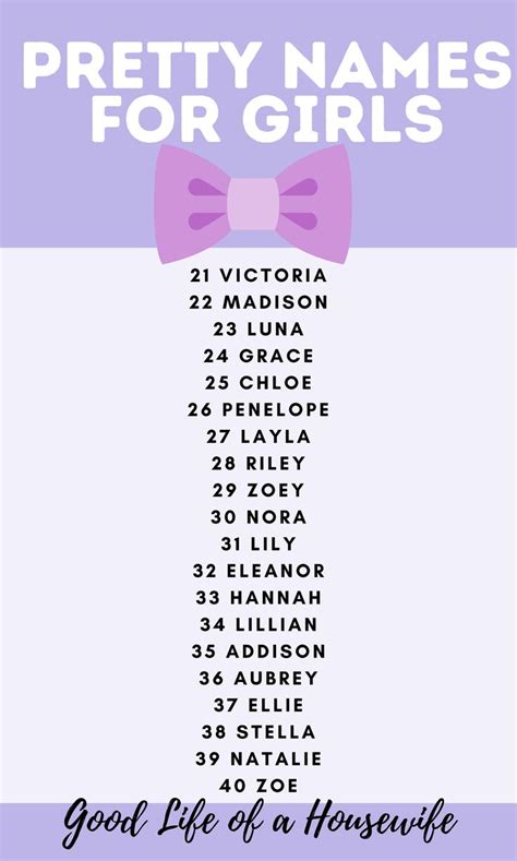pretty names for girls good life of a housewife pretty girls names