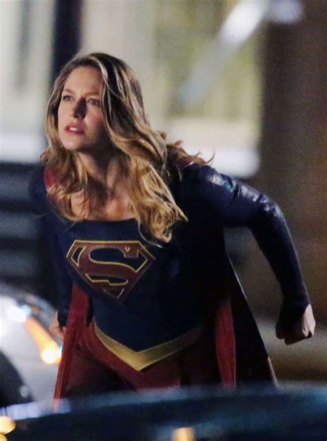 Melissa Benoist Filming Scenes Of Supergirl 10 Gotceleb
