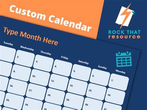 editable monthly calendar teaching resources