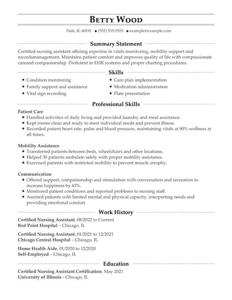 cna resume examples  tips