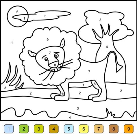 animal color  number coloring pages  printable coloring pages