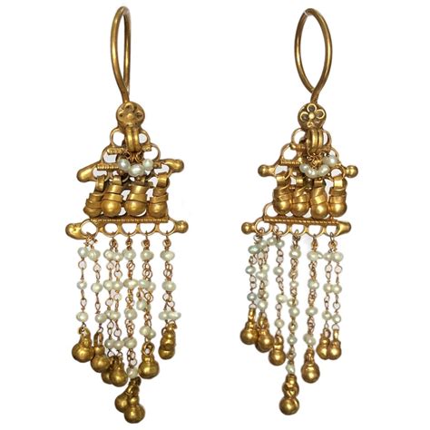 gold plated designer pearl string silver earrings buy