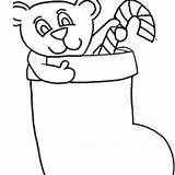 Christmas Stockings Candy Coloring Pages Cane Teddy Bear Fill Netart sketch template