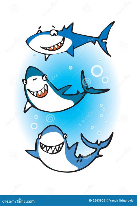 happy sharks royalty  stock photo image