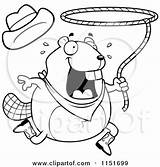 Lasso Clipart Coloring Beaver Swinging Happy Cartoon Thoman Cory Outlined Vector Chubby Rodeo Dog 2021 Template Clipartof sketch template