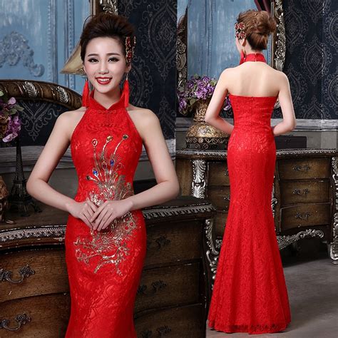 wedding party cheongsam chinese traditional womens sexy backless