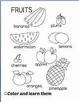 Fruit Fruits Coloring Worksheet Kids Worksheets Pages Colouring Kindergarten Para English Exercises Las Printable Preescolar Vegetable Clases Learn Choose Board sketch template