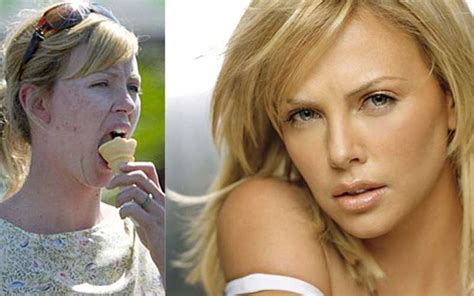 charlize theron without makeup photoshop and with