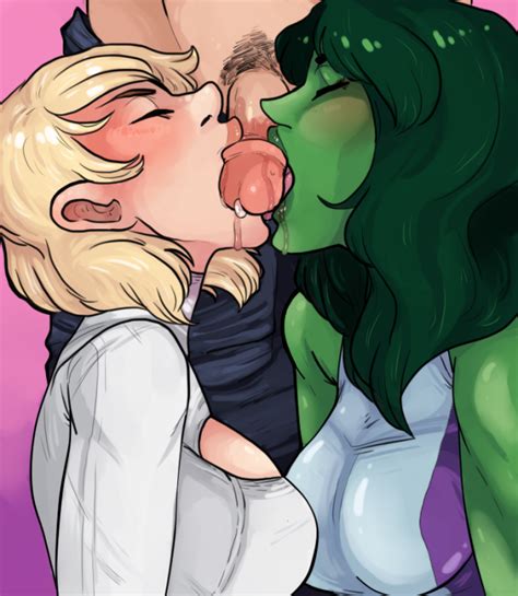A Hot Pic Of Power Girl And She Hulk Sucking Dick Crossover Group Sex