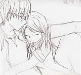 Anime Couple Cute Template Hugging Sketch Couples Deviantart Drawings Kiss sketch template