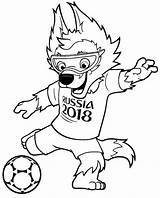 Fifa Coloring Cup Pages Zabivaka Mascot sketch template