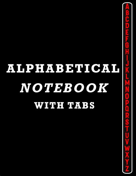 alphabetical notebook  tabs large lined journal organizer