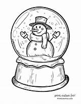 Globe Snow Coloring Drawing Snowman Christmas Pages Winter Globes Print Printable Color Colouring Sheets Template Kids Printcolorfun Drawings Theater Cute sketch template