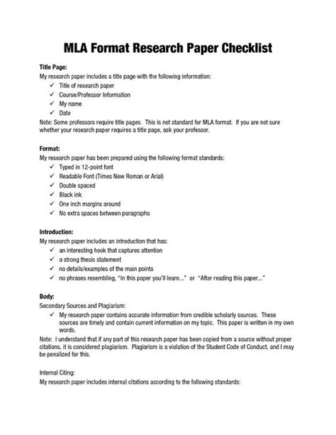 mla format research papers mla format research paper checklist