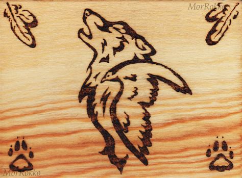 wolf  raven wood burning  morrokko  deviantart