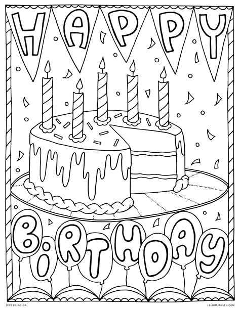 happy birthday printable coloring page