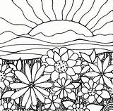 Sunset Drawing Simple Getdrawings Coloring Pages Printable Adult sketch template