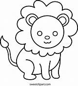 Lion Coloring Cute Clip Sweetclipart sketch template