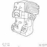 Monument Drawing Olmec Depicting Headdress Quarter Fragment Head Three Figure Pro sketch template