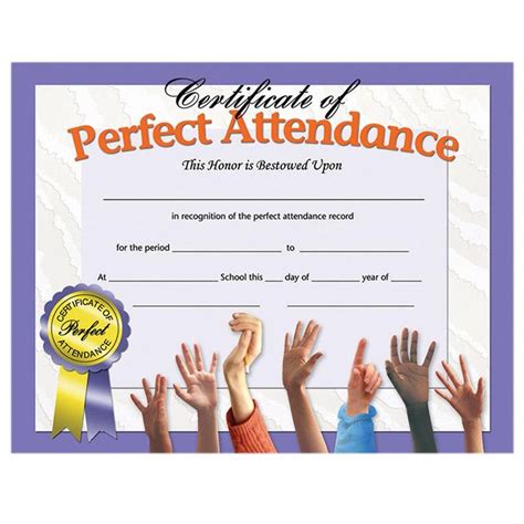 certificates perfect attendance  perfect attendance certificate
