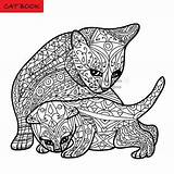 Kitten Mandala Mandalas Moeder Volwassenen Zentangle Pintar Gatito Stockillustratie Adultos Katten Gatos Coloriage Hond St2 Chaton Dieren Madre Natuur Stegosaurus sketch template