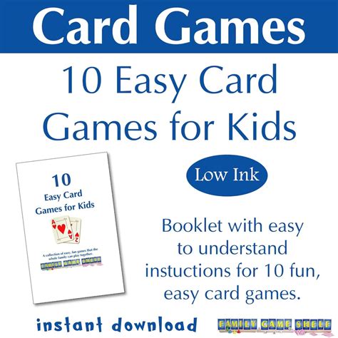 printable card games rule booklet  easy kids card games  etsy