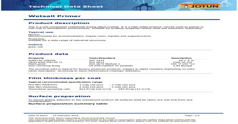 technical data sheet wetsall primer  guard primer datapdf