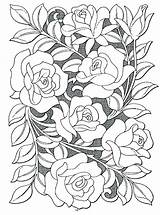 Coloring Rose Pages Adults Colouring Roses Printable Garden Flowers Flower Hard Sheets Color Adult Vines Book Templates Print Books Designs sketch template