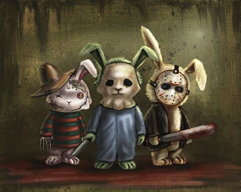 horror bunnies digital art by diana levin