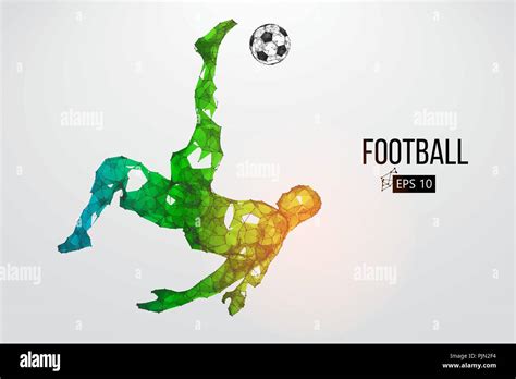 silueta de  jugador de futbol puntos lineas triangulos texto efectos de color  el fondo