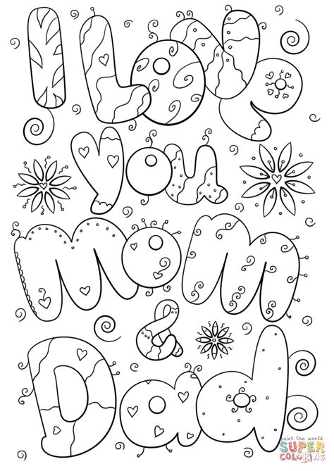 coloring pages    love  mom  dad coloringpages