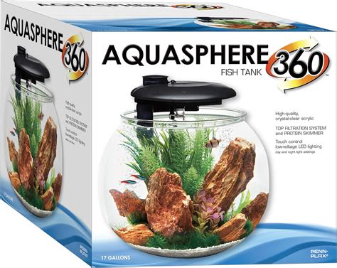 penn plax aquasphere  bowl shaped aquarium fully integrated