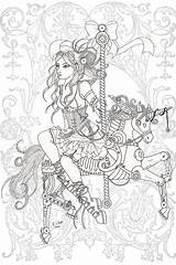 Coloring Steampunk Pages Adult Adults Color Book Colouring Printable Sheets Wonderland Alice Carousel Depression Drawings Deviantart Animal Lineart Print Ups sketch template