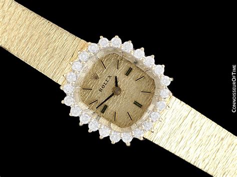 1990 Rolex Vintage Ladies Dress Bracelet Watch 14k Gold And Diamonds