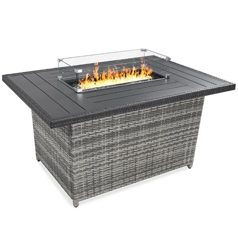 best choice products 52in outdoor wicker propane fire pit table 50 000