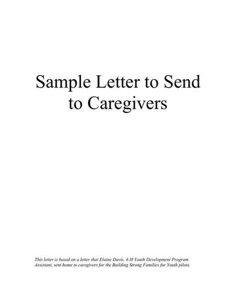 sample letter  send  caregivers