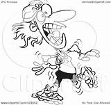 Blader Clumsy Roller Coloring Illustration Line Royalty Clipart Rf Toonaday Regarding Notes sketch template